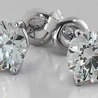 Diamond Solitaire Stud Earrings 1.50 Carats White Gold 14K Jewelry New