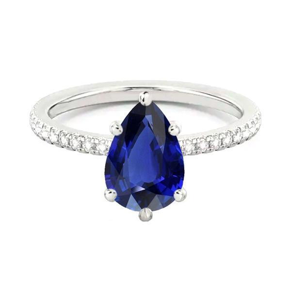 Diamond Solitaire Wedding Ring Blue Sapphire With Accents 3.50 Carats