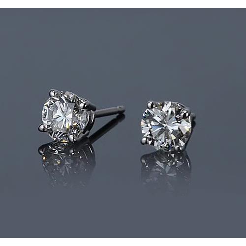 Diamond Stud Earring 1.20 Carats White Gold 14K Round F Vs2