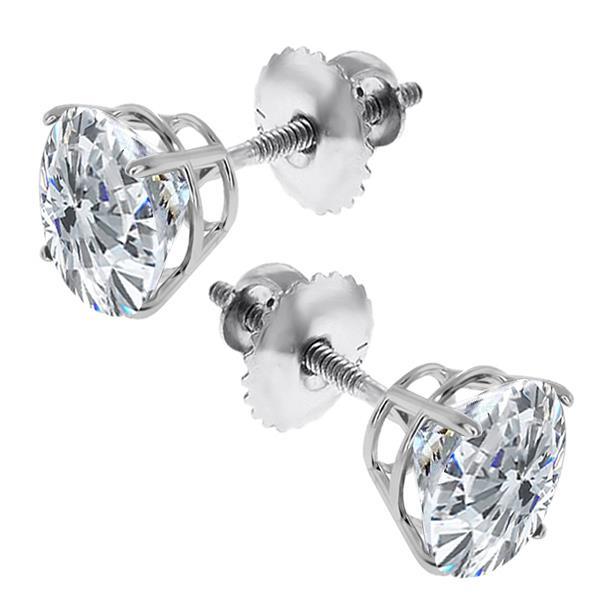 Diamond Stud Earring Fine Jewelry 2.20 Carats 14K White Gold