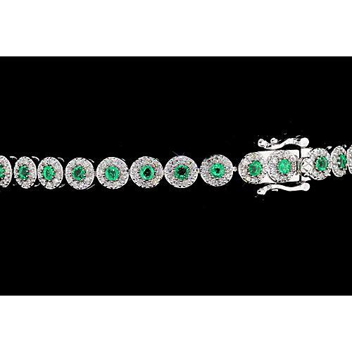 Diamond Tennis Bracelet 12 Carats Green Sapphire Prong Set
