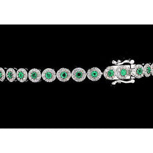 Diamond Tennis Bracelet 12 Carats Green Sapphire Prong Set