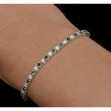 Diamond Tennis Bracelet Green Sapphire 6 Carats Women White Gold 14K