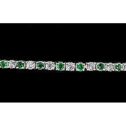 Diamond Tennis Bracelet Green Sapphire 6 Carats Women White Gold 14K