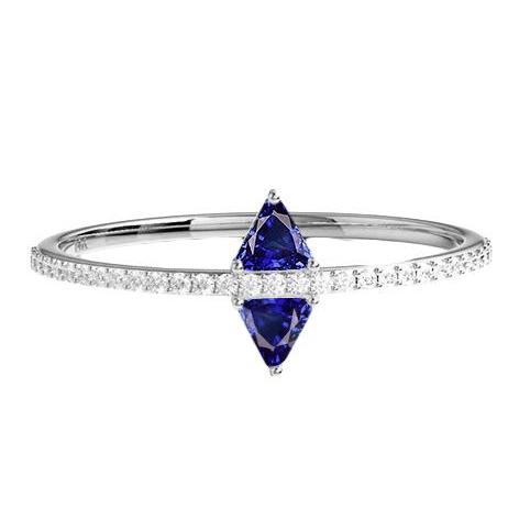 Diamond Trillion Blue Sapphire Ring Accented Jewelry 1.50 Carats