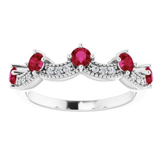 Diamond Wedding Band 1.74 Carats Burma Ruby Women Jewelry