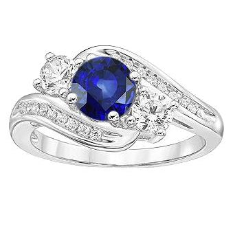 Diamond Wedding Jewelry 2 Carat Round Ceylon Sapphire Ring