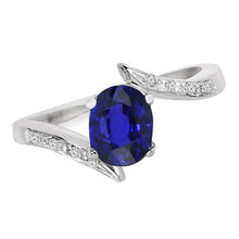 Diamond and Sapphire Engagement Ring Oval Tension Style 2.50 Carats