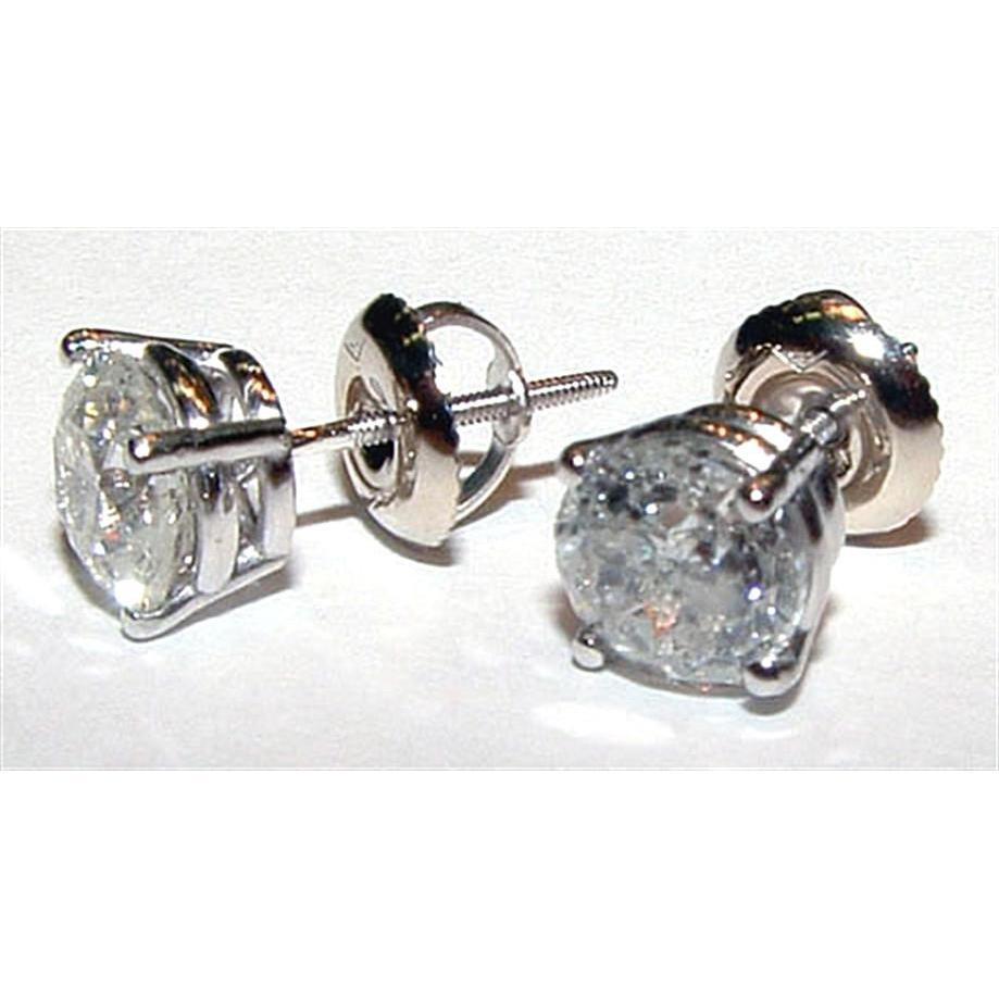 Diamonds 2.02 Ct Round Diamond Gold Stud Earrings Studs