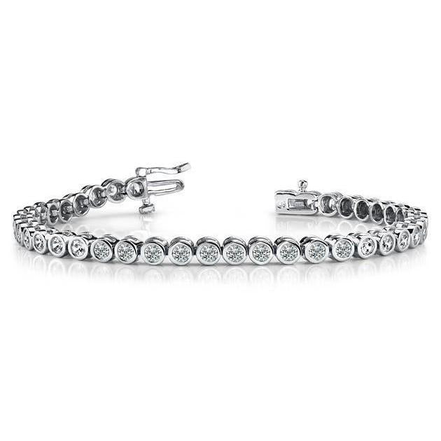 Diamonds Bracelet Round Brilliant Cut 6 Ct White Gold 14K Jewelry