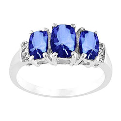 Diamonds Ceylon Sapphire 5.26 Carats Wedding Ring Gold White 14K