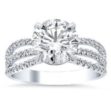 Diamonds Engagement Ring 5 Carats Triple Shank Pave White Gold 14K