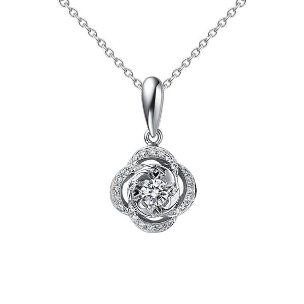 Diamonds Pendant Necklace 1.24 Carats Natural Brilliant Cut White Gold 14K