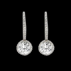 Natural Earth Mined Diamonds Women Dangling Earring Pair 2.25 Carat White Gold