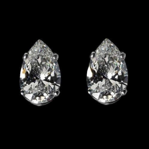Diamonds Women Stud Earring 3.5 Carats White Gold Pear Cut
