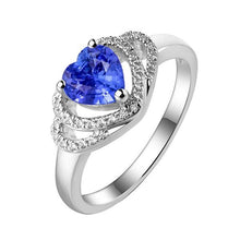 Double Halo Heart Sri Lankan Sapphire Ring 3 Carats White Gold 14K
