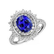 Double Halo Oval Blue Sapphire Ring Bezel Set 4 Carats Star Style
