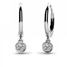 Drop Down Bezel Earrings 1 Carat Round Diamond White Gold