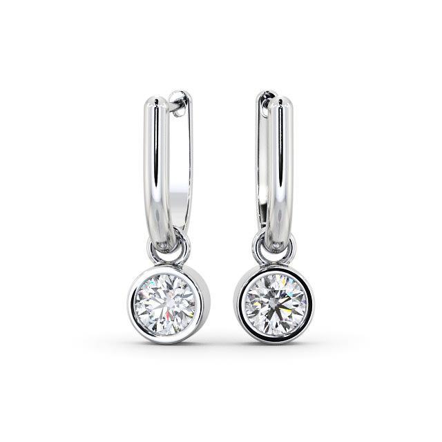 Drop Down Bezel Earrings 1 Carat Round Diamond Women's Jewelry