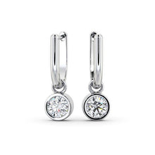 Drop Down Bezel Earrings 1 Carat Round Diamond Women's Jewelry