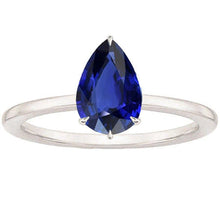 Eagle Claw Prongs Ladies Solitaire Ring Pear Cut Blue Sapphire Jewelry