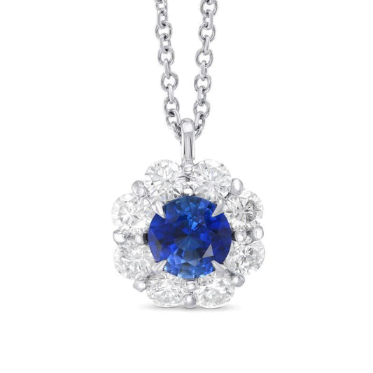 Eagle Claws Sri Lanka Sapphire & Diamond Pendant Necklace WG 14K