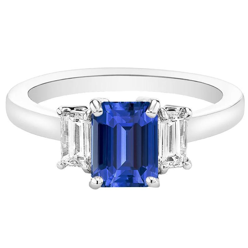 Emerald Diamond Engagement Ring Ceylon Sapphire Basket Set 4 Carats