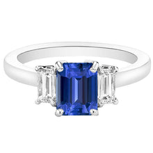 Emerald Diamond Engagement Ring Ceylon Sapphire Basket Set 4 Carats