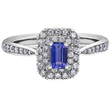 Emerald Double Halo Blue Sapphire Ring Tapered Shank 3 Carats