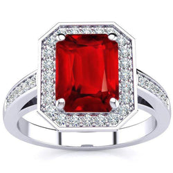 Emerald Ruby Natural Earth Mined Diamond Ring 11 Carats White Gold 14K Prong Set Jewellery