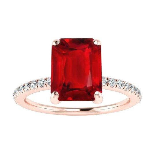 Emerald Ruby Gem-Stone Diamond Wedding Ring 11.25 Carats Rose Gold 14K