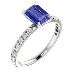 Emerald Sapphire Gemstone Ring Pave Set Natural Earth Mined Diamonds 3.50 Carats