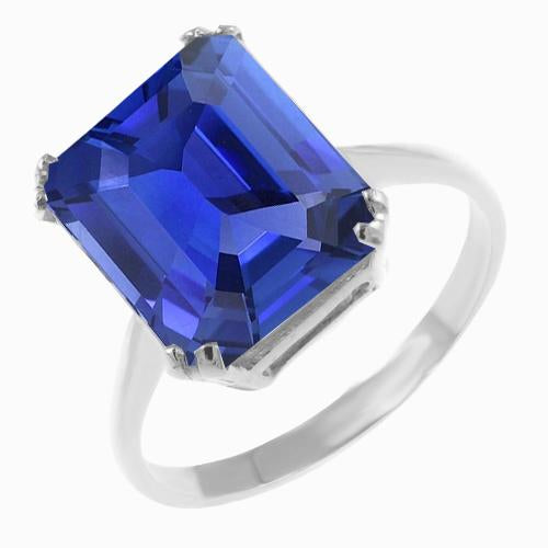 Emerald Solitaire Ring Sri Lankan Sapphire 2.50 Carats Basket Set