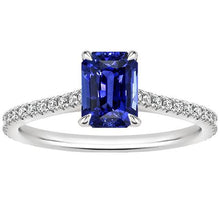 Emerald Solitaire Ring with Accents Blue Sapphire & Diamond 4 Carats