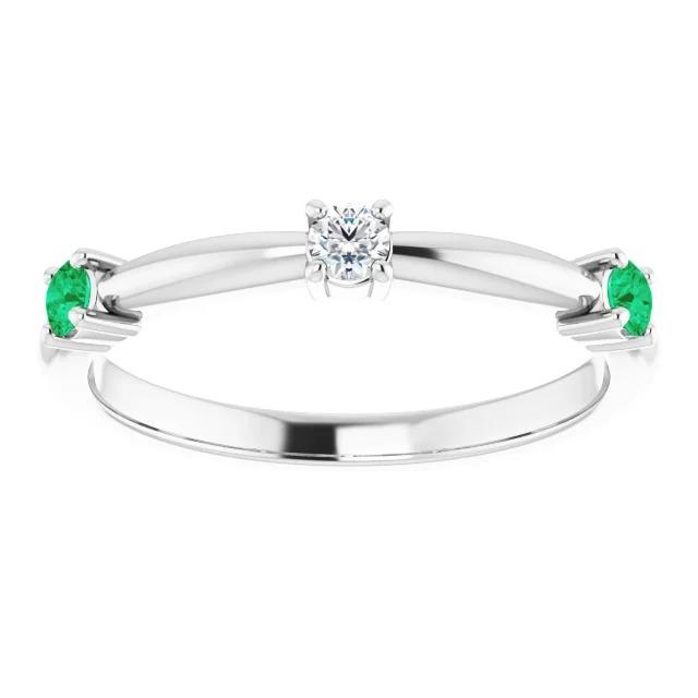 Emerald Stone Promise Ring 1.50 Carats White Gold 14K