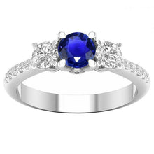 Engagement 3 Stone Style Diamond Ring Round Sapphire 4.50 Carats