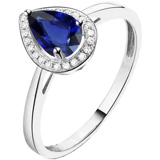 Engagement Halo Srilanka Sapphire Ring & Diamonds 3.50 Carats