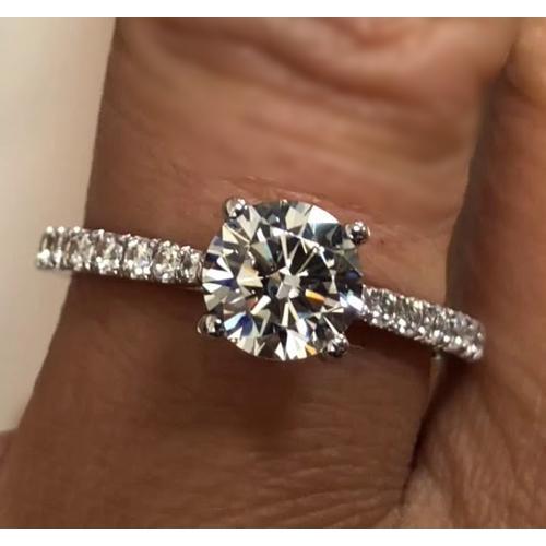 Engagement Ring 2 Carats 14K White Gold Solitaire With Accents