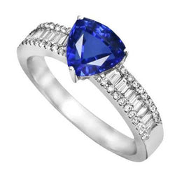 Engagement Ring Gemstone Blue Sapphire & Diamonds 4 Carats New