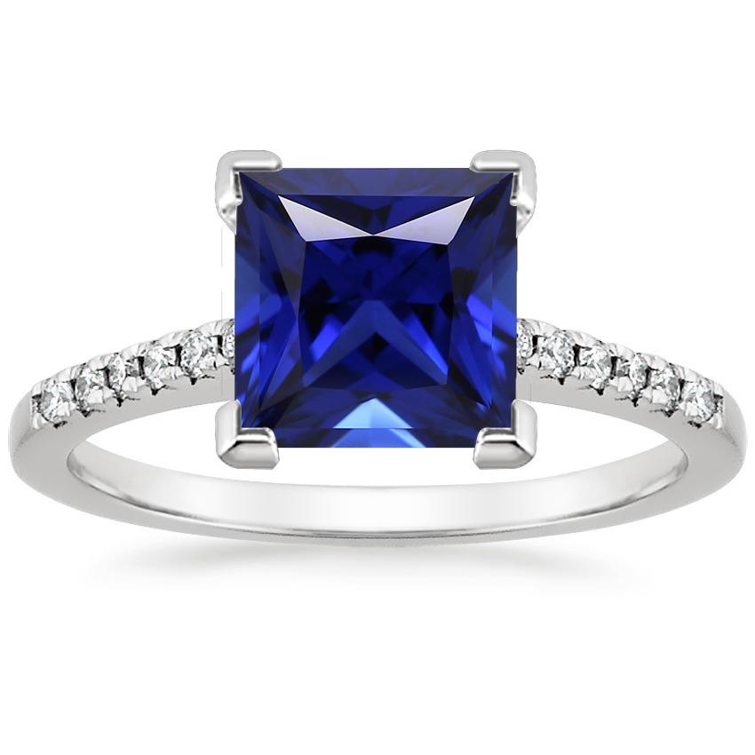 Engagement Ring Princess Ceylon Sapphire and Diamond 5.25 Carat from ...