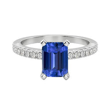 Engagement Ring Round Diamond Sri Lankan Sapphire Emerald Cut 3 Carats
