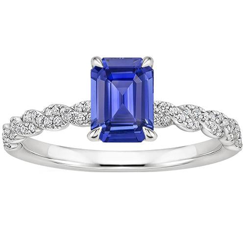 Engagement Ring Twist Style Blue Sapphire & Diamond 4.50 Carats