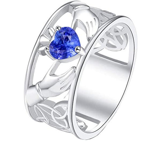 Engagement Solitaire Ring Heart Vintage Style Blue Sapphire 1 Carats