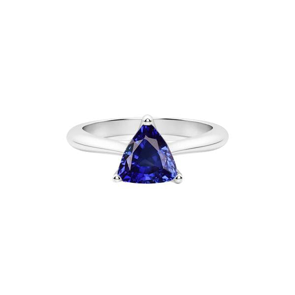 Engagement Solitaire Ring Trillion Shaped Deep Blue Sapphire 1 Carat