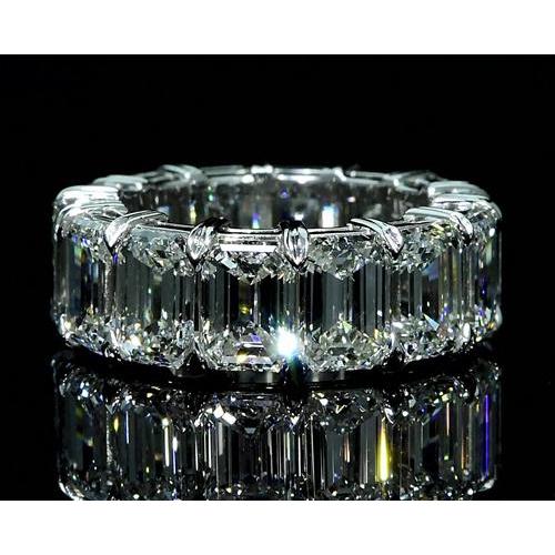 Eternity Band 11.20 Carats Emerald Cut White Gold 14K New