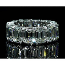 Eternity Band 11.20 Carats Emerald Cut White Gold 14K New