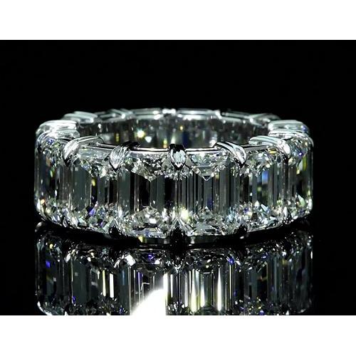 Eternity Band 11.20 Carats Emerald Cut White Gold 14K New
