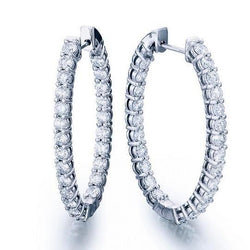 F Vvs1 Round Cut 4.80 Carats Diamonds Hoop Earrings White Gold 14K