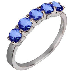 Five Stone Round Tanzanite Gemstone 2.50 Carat Ring Band Jewelry