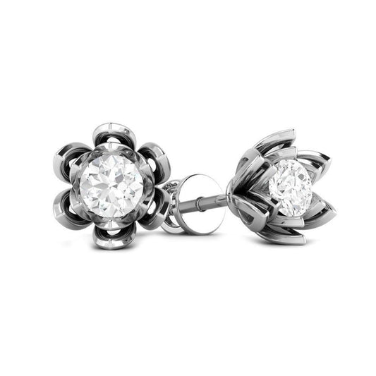 Flower Style 1.50 Ct. Diamonds Women Studs Earrings Gold White 14K